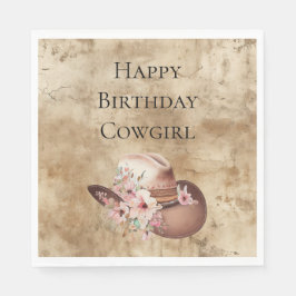 Howdy Cowgirl Roze Bloemen Pet Western Chic Servet