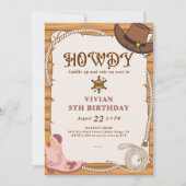 Howdy! Cowgirl Saddle Up verjaardagsuitnodiging Kaart (Voorkant)