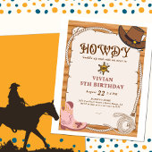 Howdy! Cowgirl Saddle Up verjaardagsuitnodiging Kaart