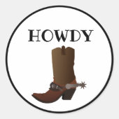 Howdy Custom Western Cowboy Boot Ronde Sticker (Voorkant)
