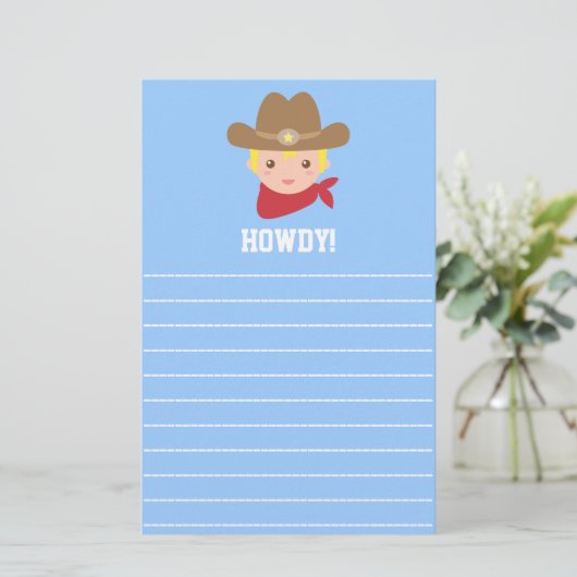 Howdy, Cute Cowboy voor kleine jongens Briefpapier (Staand voorkant)