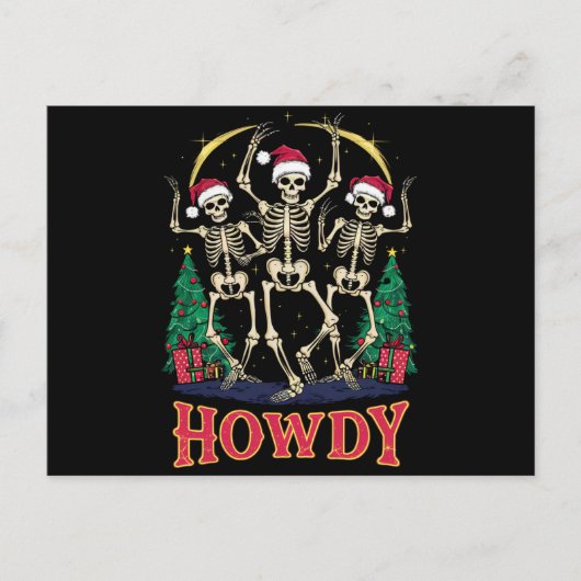 Howdy Dancing Skelet Grappige Kerstvakantie Feestdagenkaart (Voorkant)