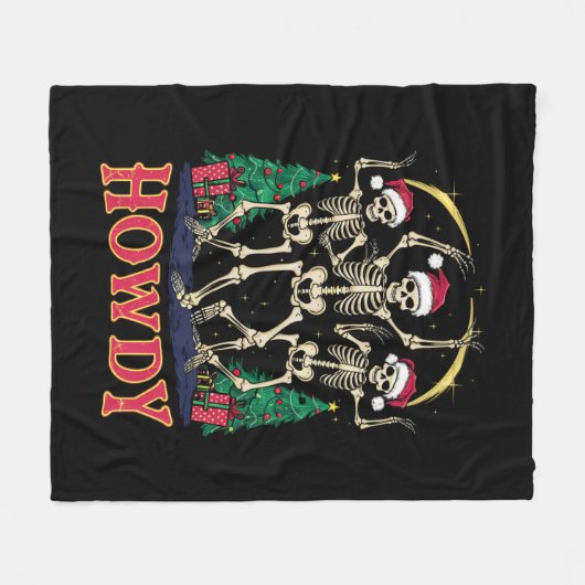 Howdy Dancing Skelet Grappige Kerstvakantie Fleece Deken (Voorkant (Horizontaal))
