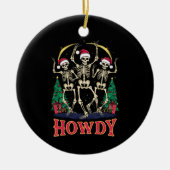 Howdy Dancing Skelet Grappige Kerstvakantie Keramisch Ornament (Voorkant)