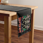 Howdy Dancing Skelet Grappige Kerstvakantie Korte Tafelloper (Voorbeeld)