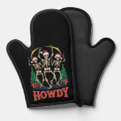 Howdy Dancing Skelet Grappige Kerstvakantie Ovenwant (Voorkant / Achterkant)