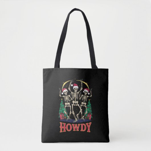 Howdy Dancing Skelet Grappige Kerstvakantie Tote Bag (Voorkant)