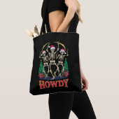 Howdy Dancing Skelet Grappige Kerstvakantie Tote Bag (Dichtbij)