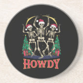 Howdy Dancing Skelet Grappige Kerstvakantie Zandsteen Onderzetter (Voorkant)