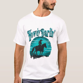 Howdy Darlin’ Westerne T-shirt – Retro Cowgirl Sun