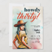 Howdy Dertig Land Western Chic 30e Verjaardag Kaart (Voorkant)