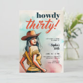 Howdy Dertig Land Western Chic 30e Verjaardag Kaart (Staand voorkant)