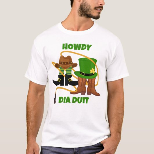 HOWDY DIA DUIT Cowboy St Patricks Day T-shirt (Voorkant)