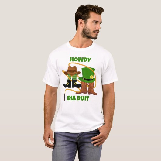 HOWDY DIA DUIT Cowboy St Patricks Day T-shirt (Voorkant volledig)