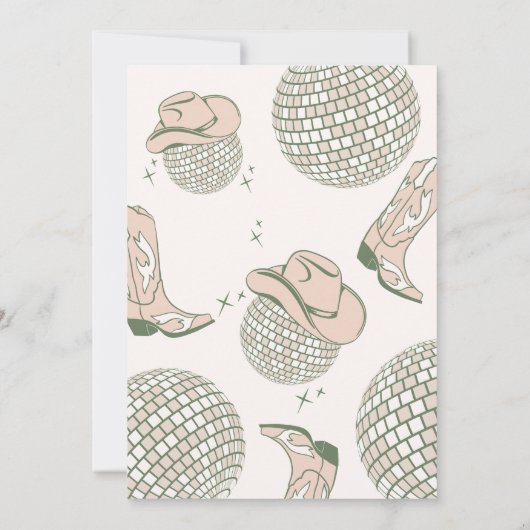 Howdy Disco Verjaardagsfeestje Uitnodigen Kaart (Achterkant)