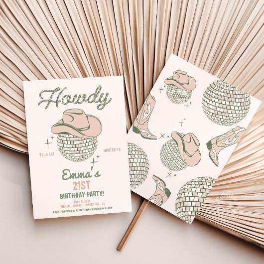 Howdy Disco Verjaardagsfeestje Uitnodigen Kaart