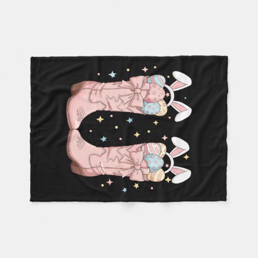 Howdy Easter Western Easter Bunny Cowboy Boots Eas Fleece Deken (Voorkant (Horizontaal))