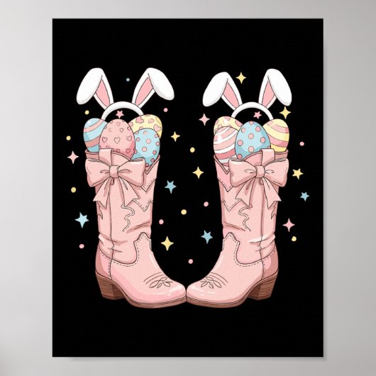 Howdy Easter Western Easter Bunny Cowboy Boots Eas Poster (Voorkant)