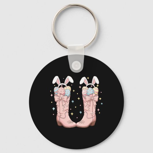 Howdy Easter Western Easter Bunny Cowboy Boots Eas Sleutelhanger (Voorkant)