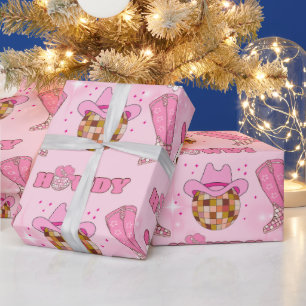 Howdy en Disco Cowgirl Patroon Cadeaupapier