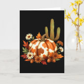 Howdy Fall Pumpkin Retro Western Cowboy Cow Hallow Kaart (Gele Bloem)