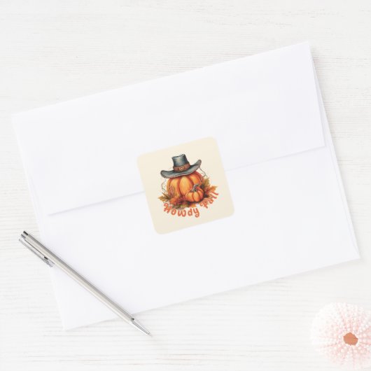 Howdy Fall Vierkante Sticker (Envelop)