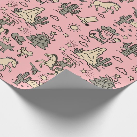 Howdy Feestdagen Cowboy Western Hand getekend Cadeaupapier (Hoek)