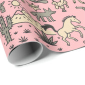 Howdy Feestdagen Cowboy Western Hand getekend Cadeaupapier (Rol Hoek)