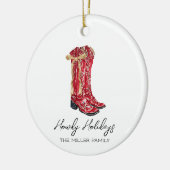 Howdy Feestdagen Cowgirl Keramisch Ornament (Links)