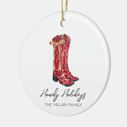 Howdy Feestdagen Cowgirl Keramisch Ornament (Links)