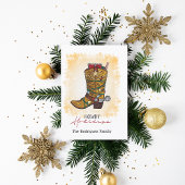 Howdy Feestdagen kerstlampjes Cowboy Boot Briefkaart