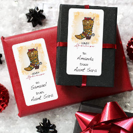 Howdy Feestdagen kerstlampjes Cowboy Boot Gift Etiket