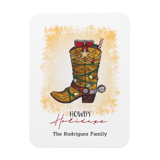 Howdy Feestdagen kerstlampjes Cowboy Boot Magneet (Verticaal)