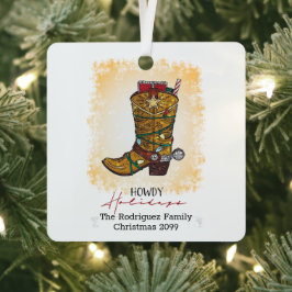 Howdy Feestdagen kerstlampjes Cowboy Boot Metalen Ornament