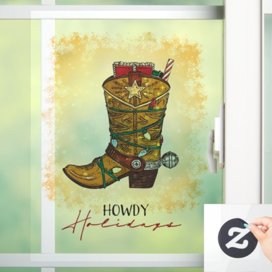 Howdy Feestdagen kerstlampjes Cowboy Boot Raamsticker (Huis)