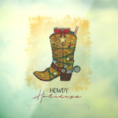 Howdy Feestdagen kerstlampjes Cowboy Boot Raamsticker (Vel 3)