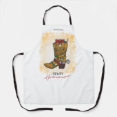 Howdy Feestdagen kerstlampjes Cowboy Boot Schort (Voorkant)