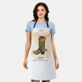 Howdy Feestdagen kerstlampjes Cowboy Boot Schort (Gedragen)