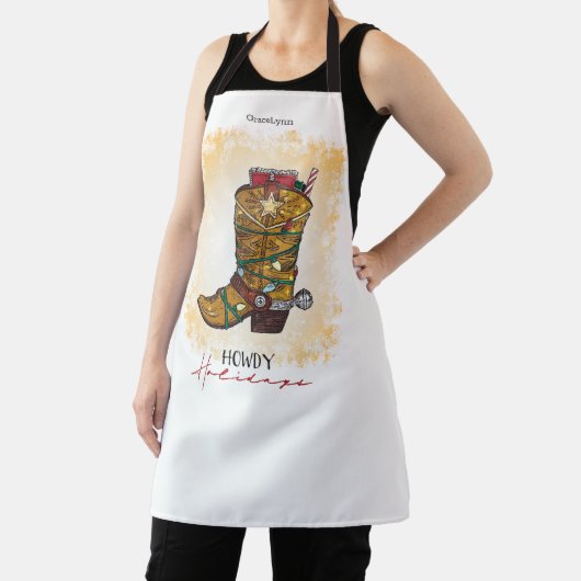 Howdy Feestdagen kerstlampjes Cowboy Boot Schort (Insitu)