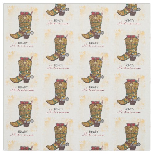 Howdy Feestdagen kerstlampjes Cowboy Boot Stof (Swatch)