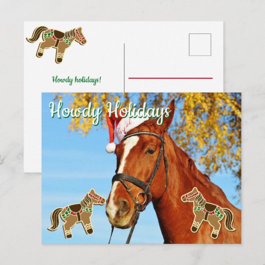 Howdy Feestdagen -  Paardenkerst Briefkaart (Voorkant / Achterkant)