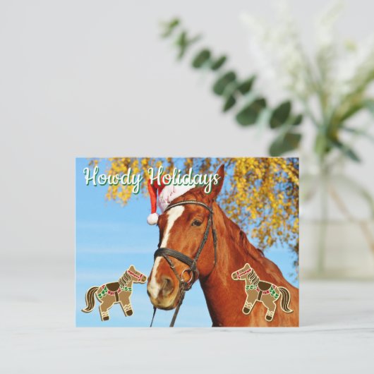 Howdy Feestdagen -  Paardenkerst Briefkaart (Staand voorkant)