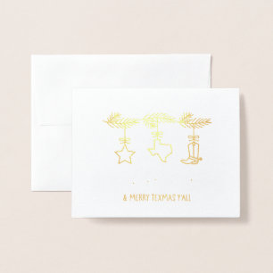 Howdy Feestdagen Texas Christmas Wenskaart Folie Kaarten