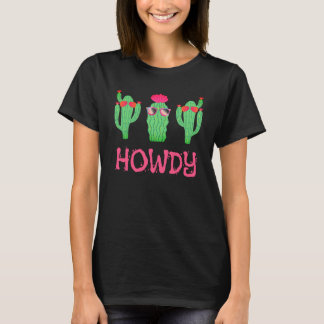 Howdy Funny Western Cactus Cartoon Characters  T-shirt