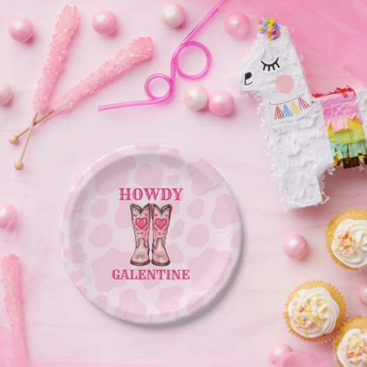 Howdy Galentine Roze Western Cowgirl Papier Bord (Feest)