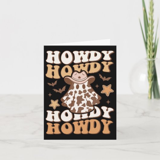 Howdy Ghost Cowboy Pet Ts Rodeo Western Halloween Kaart (Voorkant)