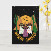 Howdy Ghouls Halloween Ghost Cowboy Kaart (Gele Bloem)