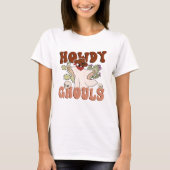 Howdy Ghouls Retro Funny Halloween Cowboy Ghost T-shirt (Voorkant)