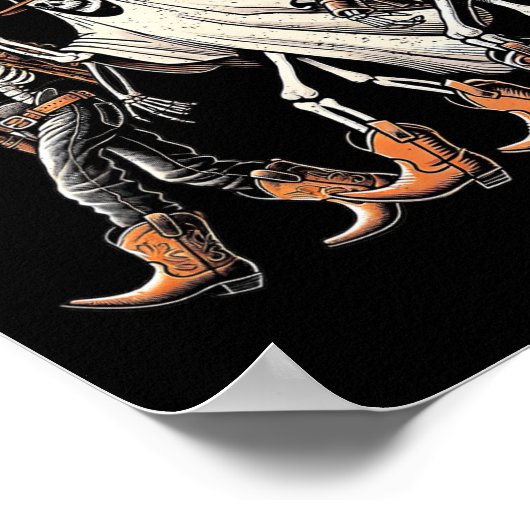 Howdy Ghouls Skeleton Cowboy Western Rodeo Hallowe Poster (Hoek)