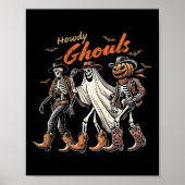 Howdy Ghouls Skeleton Cowboy Western Rodeo Hallowe Poster (Voorkant)